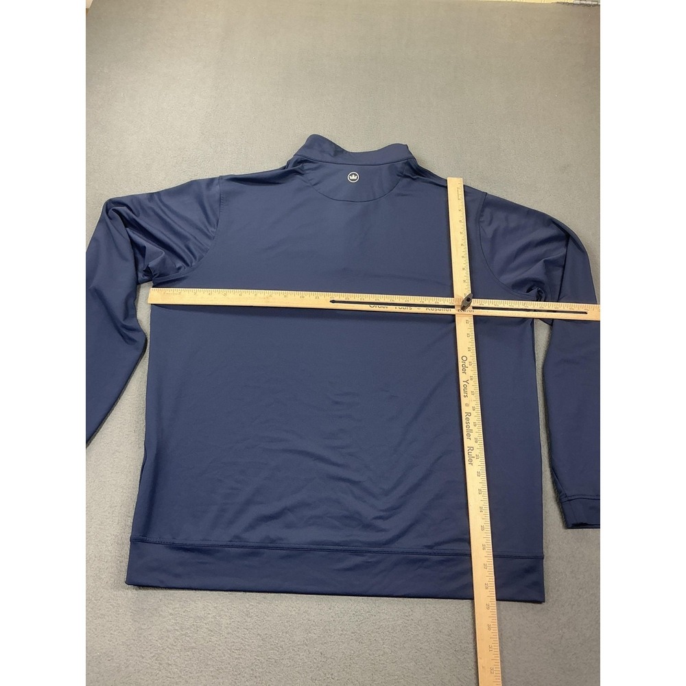 Peter Millar Navy Blue Quarter-Zip with Yellow Logo - Picture 5 of 8